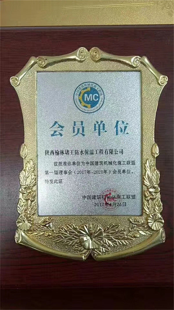 陜西保溫工程施工單位會(huì)員單位證書(shū)